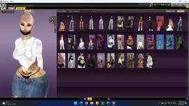 IMVU account 225 items with aprox 35 outfits made and 115 credits, USD 52.00