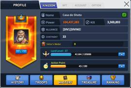 104M Power, 25k Crystals, C33, VIP13, Lvl 30, 1.5M T5 Cavs, 100 USD, USD 100.00