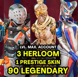 PREMIUM ACCOUNT APEX BIG SALE 3 HERLOOM, 1 PRESTIGE SKIN, 90 LEGENDARY, USD 250.00