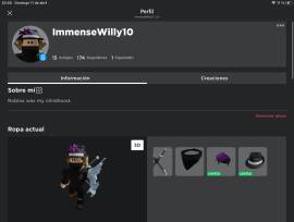 Vendo cuenta de roblox valorada en 14 k robux por 20 €, USD 20.00