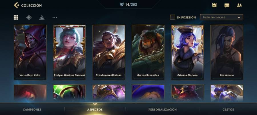 Cuenta Wild Rift nivel 55 - win rate 52.9% - 34 skins