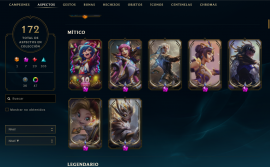 Cuenta LoL en LAS, 172 skins TOP TIER con contenido de evento, PLAT 1, USD 300.00