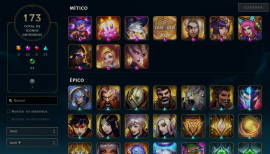 Cuenta LoL en LAS, 172 skins TOP TIER con contenido de evento, PLAT 1, USD 300.00