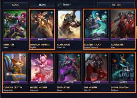 BEST ACCOUNT SMITE WITH 1205 SKINS | ALL VOICE PACKS  AND 11 T5 SKINS, USD 1,000.00