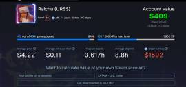 steam account with 7 year old, more 400 games , USD 1,300.00