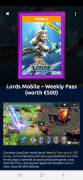 Vendo Lords Mobile - Weekly Pass (worth 500€), € 100.00