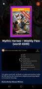 Vendo código Mythic Heroes weekly pass 500 euros, USD 10.00