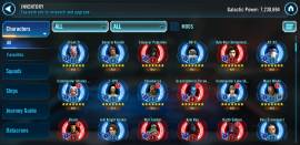 Well balanced SWGOH account of 7.2M-5GLs-EXECUTOR-Starkiller farm, € 250.00