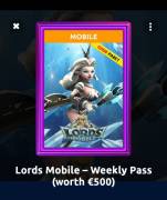 Vendo Lords Mobile - Weekly Pass, € 3.99