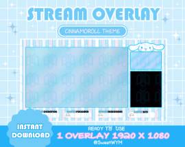 Twitch Stream Overlay - Cinnamoroll theme / Streamer Graphics / Kaw, USD 15.00